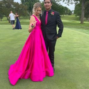 COPY - Tarik Ediz Fuchsia Prom Dress